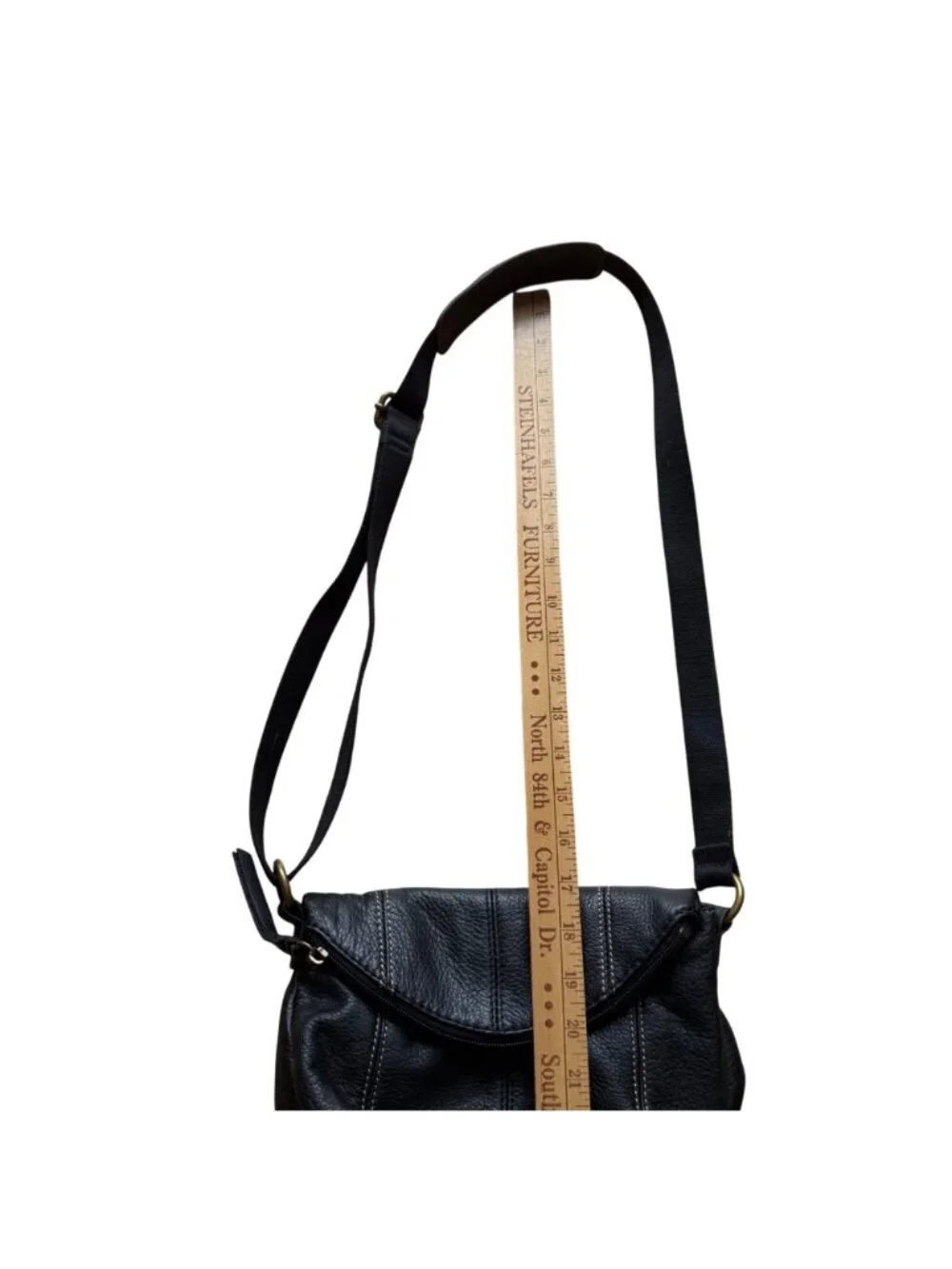 The Sak Deena Women's Crossbody Bag Black Pebbled Leather Flap Messenger Purse